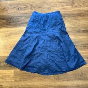 Talbots Women’s Skirt 4 Blue Paneled Maxi Cotton Floral Stitched Lined